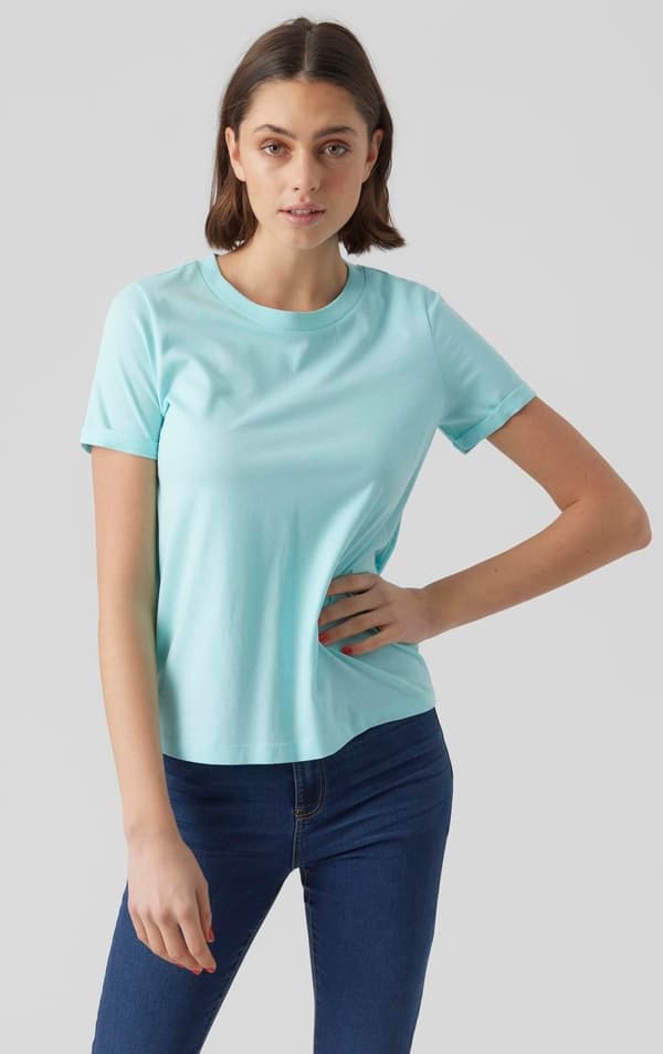 Vero Moda - vmPaula SS T-shirt Aqua S