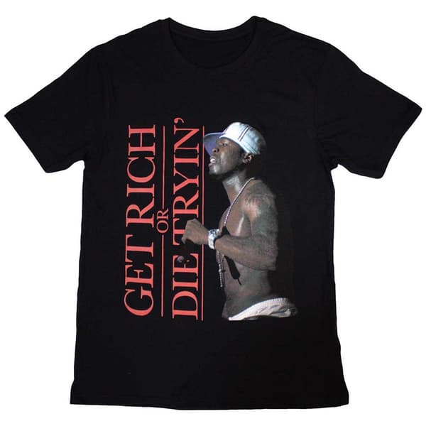 50 Cent Unisex Adult Get Rich T-Shirt Black L