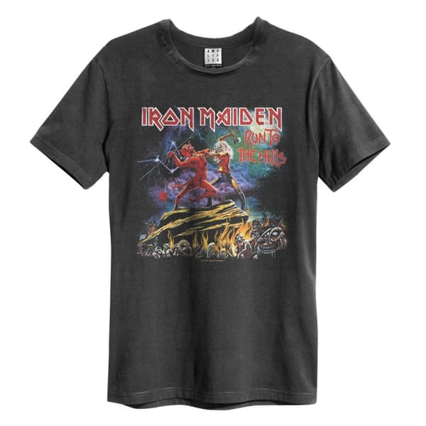 Amplified Unisex Vuxen Run To The Hills Iron Maiden Vintage T-shirt Charcoal XXL