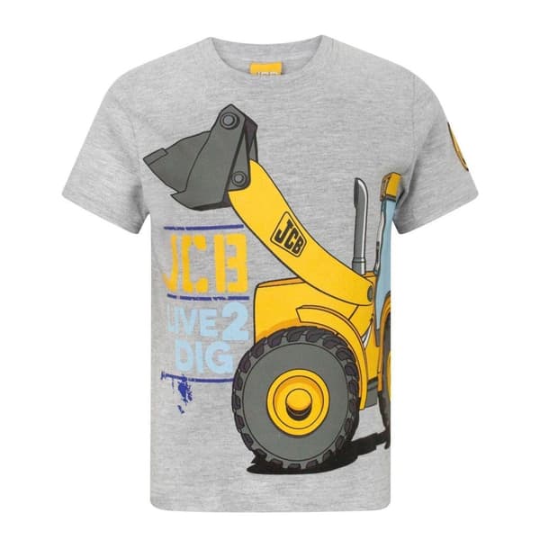 JCB Childrens/Kids Live 2 Dig Short-Sleeved T-Shirt Grey/Yellow 3-4 Years