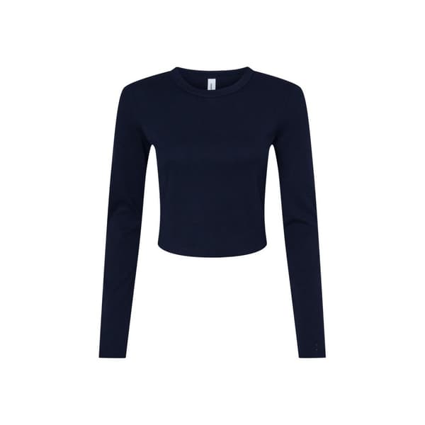 Bella + Canvas Langærmet Crop T-shirt med lange ærmer til kvinder/damer Solid Navy XXL