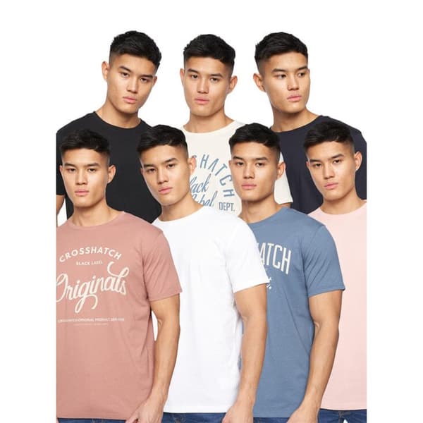 Crosshatch Mens Rapmoore Assorted Designs T-Shirt (Pack of 7)