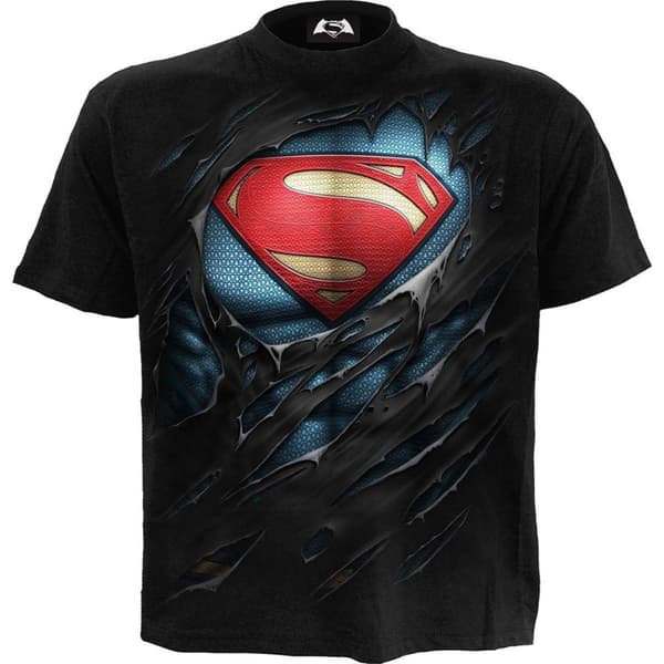 Superman Unisex vuxen Ripped T-Shirt för vuxna Black S