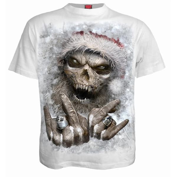 Spiral Direct Unisex Adult Rock Santa T-Shirt White S