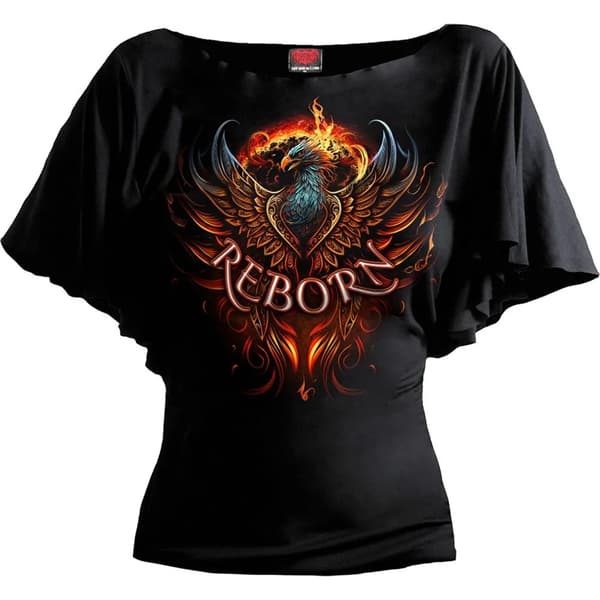 Spiral Direct Womens/Ladies Ashes Reborn Batwing Sleeve Top Black 4XL