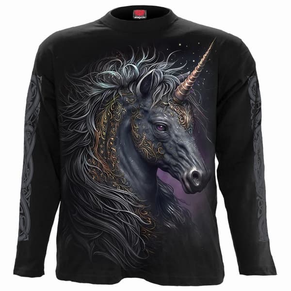 Spiral Direct Unisex Vuxen Celtic Unicorn Långärmad T-shirt Black XL