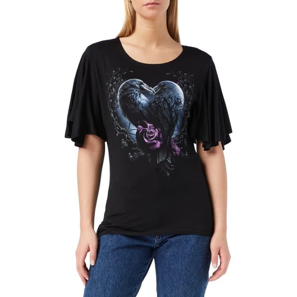 Spiral Direct Womens/Ladies Raven Heart Top Black L