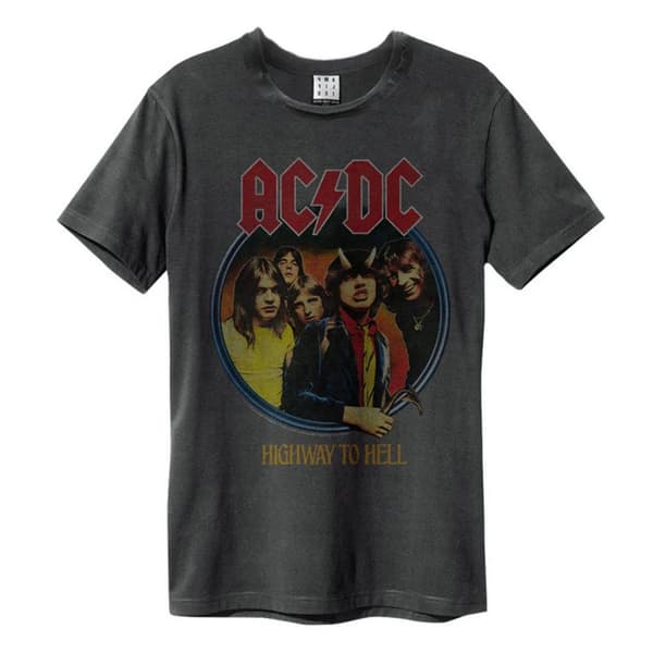 Amplified Unisex vuxen Highway To Hell AC/DC Vintage T-shirt Grey M
