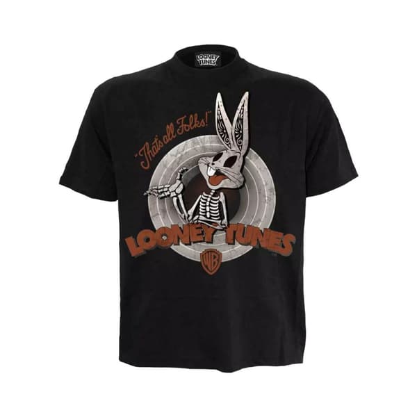 Looney Tunes Unisex Adult Bugs Bunny Skull T-Shirt Black S