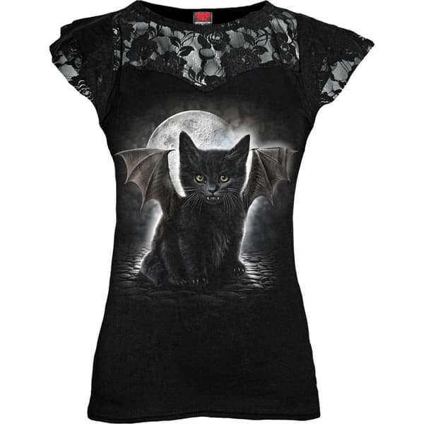 Spiral Direct Dam/Ladies Batcat T-shirt med kappa och ärm Black XL