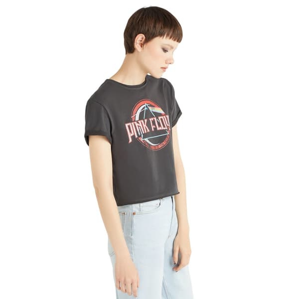 Amplified Womens/Ladies On The Run Pink Floyd Crop T-Shirt