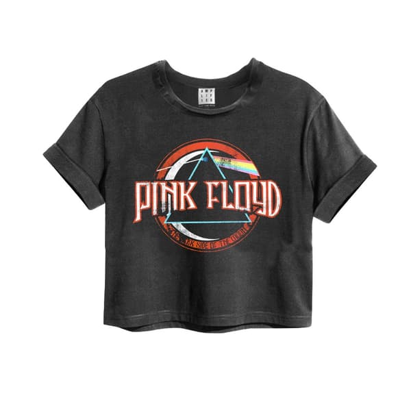 Amplified Womens/Ladies On The Run Pink Floyd Crop T-Shirt Charcoal M