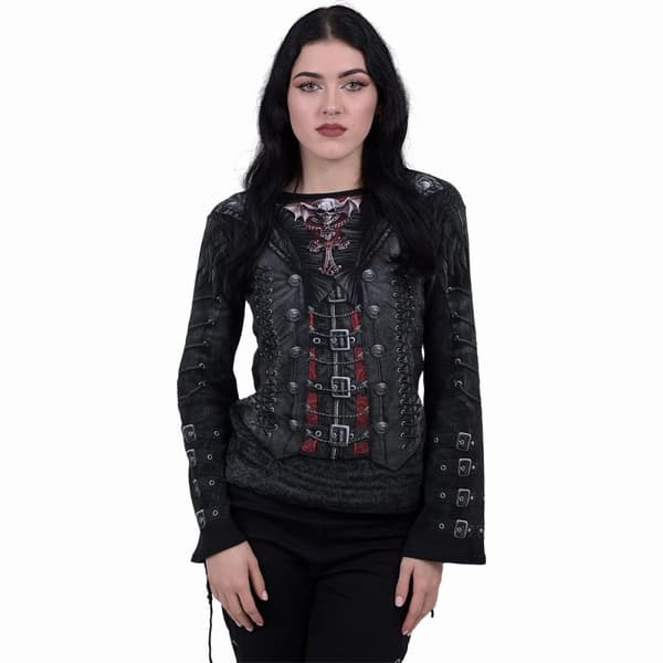 Spiral Direct Dam/Ladies Gothess Wrap Långärmad T-shirt