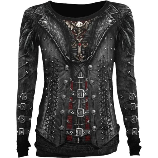 Spiral Direct Dam/Ladies Gothess Wrap Långärmad T-shirt