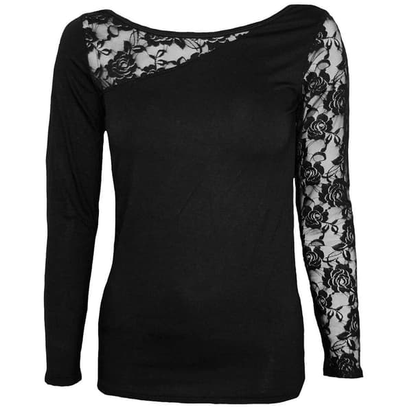 Spiral Direct Womens/Ladies Lace Shoulder Long-Sleeved Top