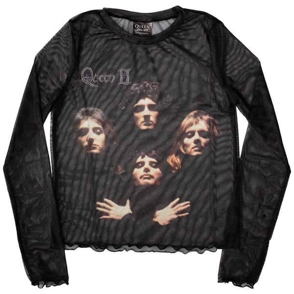 Queen Womens/Ladies Bo Rhap Classic Mesh Crop Top Black XXL