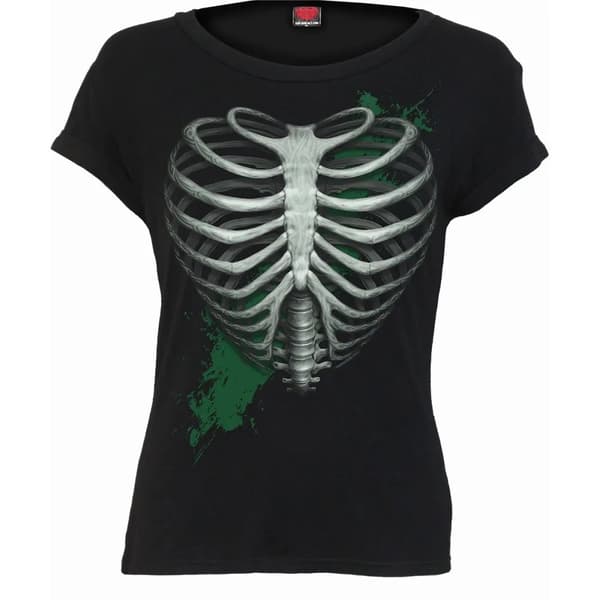 Spiral Direct Dam/Lady Heart Ribs Glow In The Dark - T-shirt med kappärm Black L