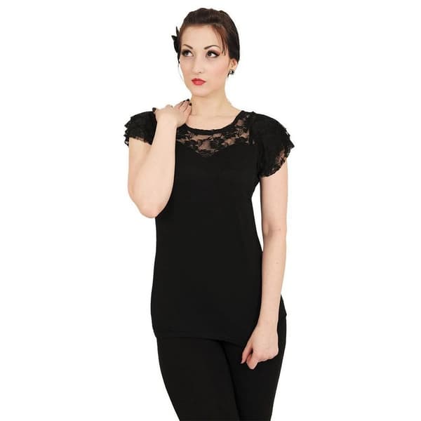 Spiral Direct Womens/Ladies Gothic Elegance Lace Detail Top