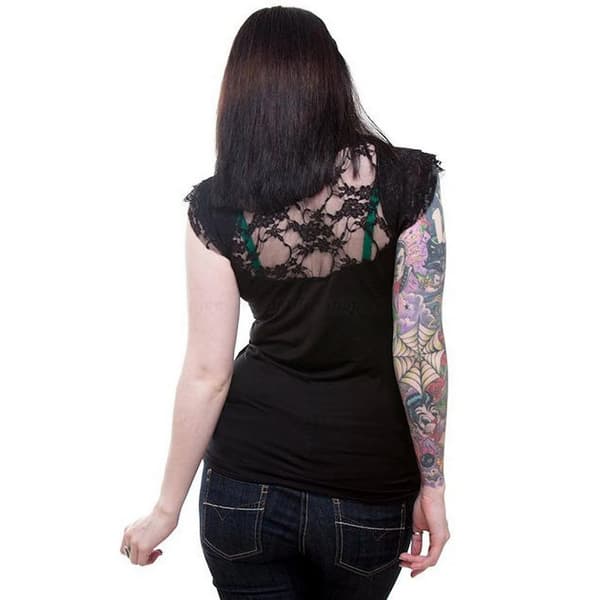 Spiral Direct Womens/Ladies Gothic Elegance Lace Detail Top