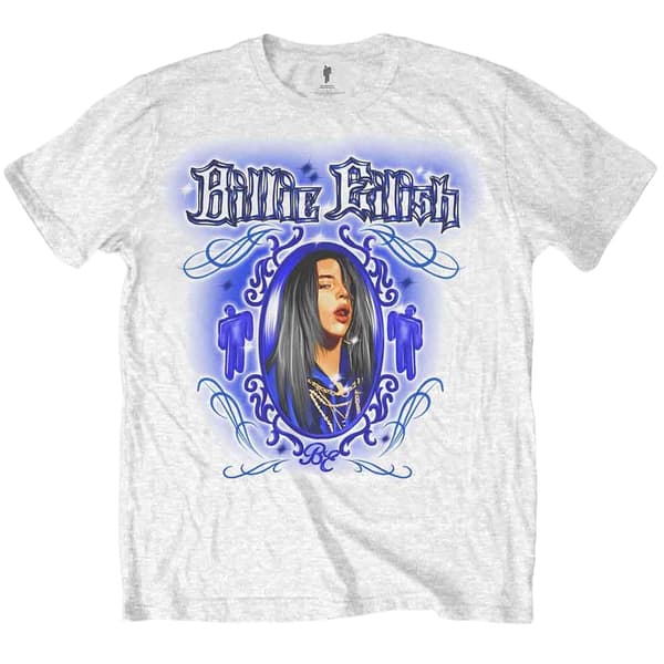 Billie Eilish Unisex t-shirt i bomull för vuxna med airbrush-fotografi