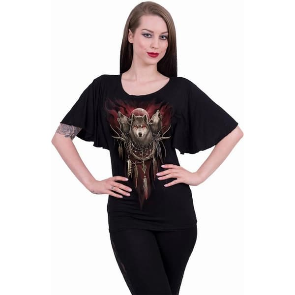 Spiral Direct Womens/Ladies Cry Of The Wolf Batwing Sleeve Top