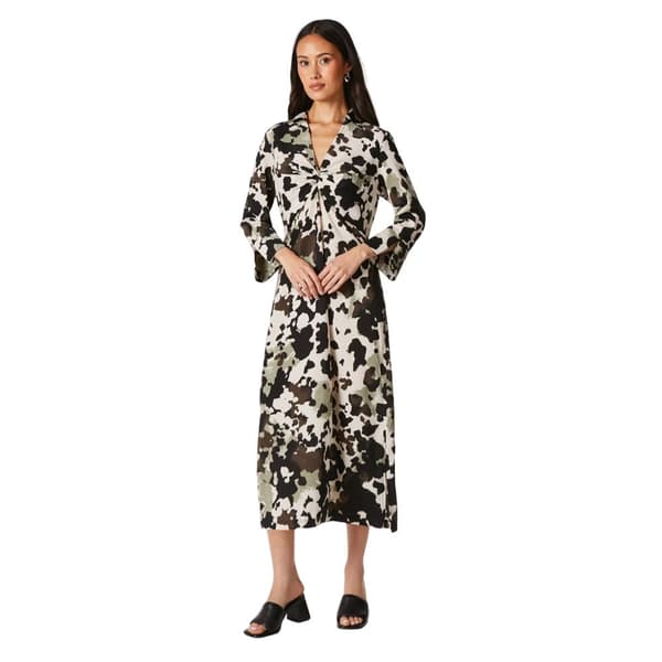 Principles Womens/Ladies Animal Print Twisted Knot Front Shirt Dress Khaki 12 UK