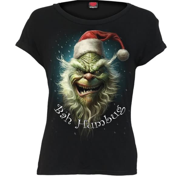 Spiral Direct Womens/Ladies Bah Humbug Short-Sleeved T-Shirt Black XXL