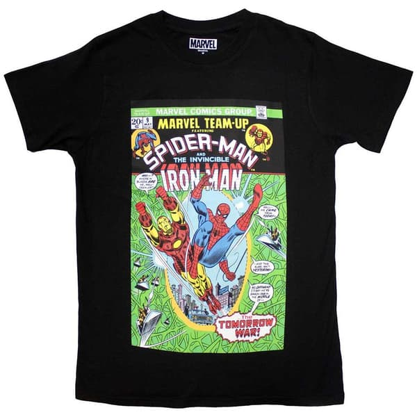 Marvel Comics Unisex Adult Spiderman & Iron Man Comic Cover T-Shirt