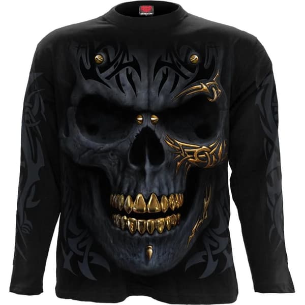 Spiral Direct Unisex Adult Black Gold Long-Sleeved T-Shirt Black M