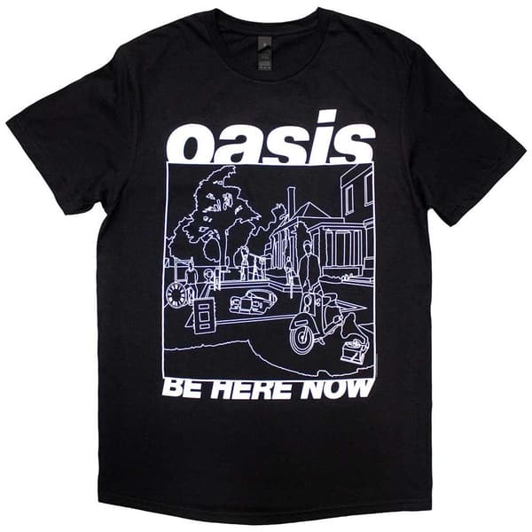 Oasis Unisex T-shirt med linjeteckning för vuxna Be Here Now