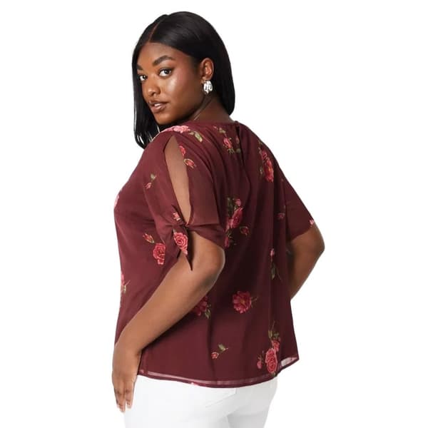 Dorothy Perkins Dam/kvinnor Blommig Chiffong Plus Topp med knytärmar