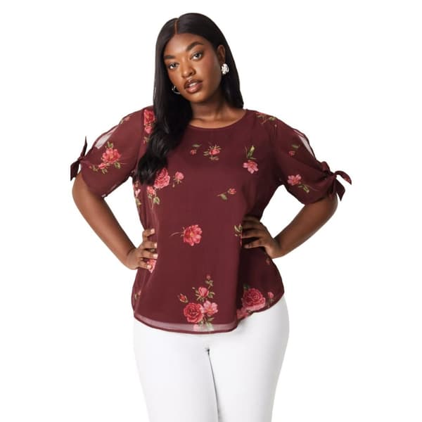 Dorothy Perkins Dam/kvinnor Blommig Chiffong Plus Topp med knytärmar