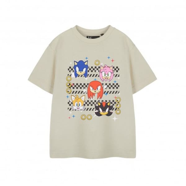 Sonic The Hedgehog Boys Group Faces Short-Sleeved T-Shirt