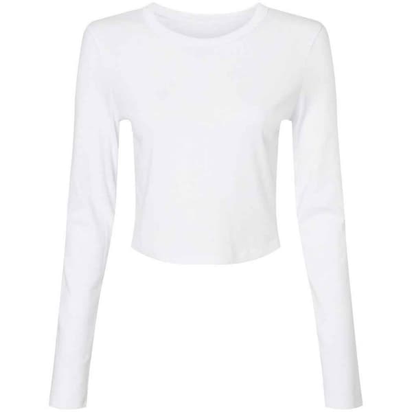 Bella + Canvas Womens/Ladies Micro-Rib Long-Sleeved T-Shirt Solid White XL