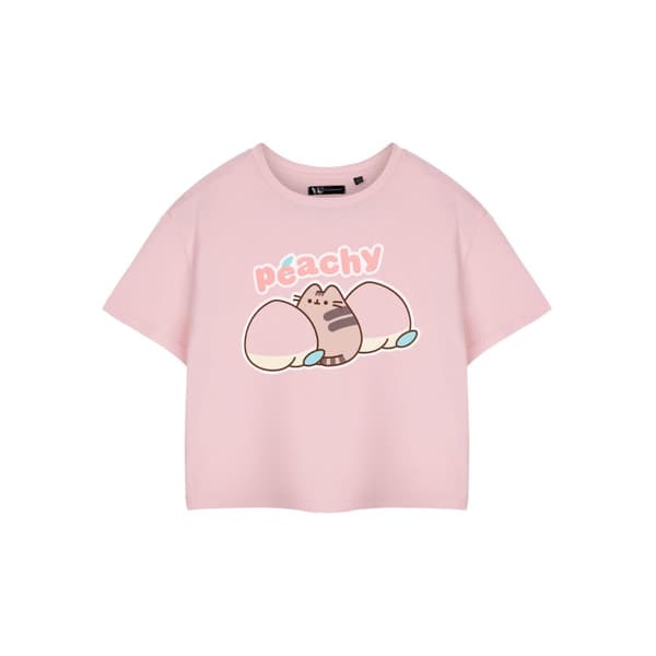 Pusheen Womens/Ladies Peachy Short-Sleeved Crop T-Shirt Pink M