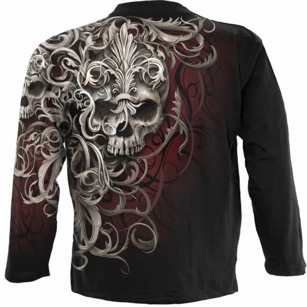 Spiral Direct Unisex Adult Skull Shoulder Wrap Long-Sleeved T-Shirt