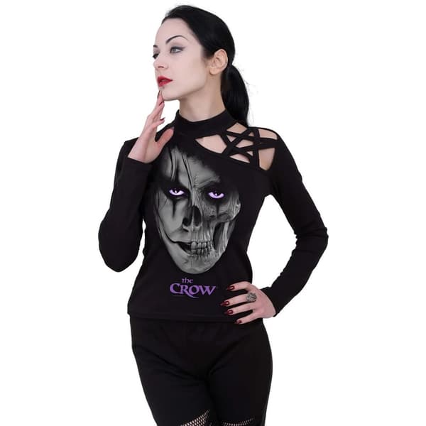 Spiral Direct Womens/Ladies Skull Face The Crow Long-Sleeved T-Shirt