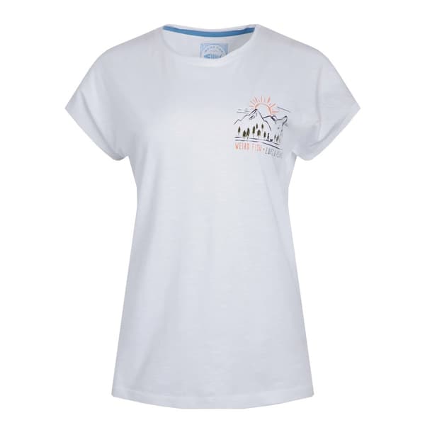 Weird Fish Dam/Ladies Wander T-shirt med grafiskt tryck och slubb White 20 UK