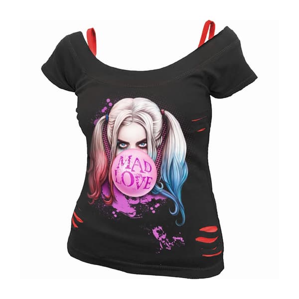 DC Comics Dam/Ladies Mad Love Harley Quinn T-shirt med kort ärm