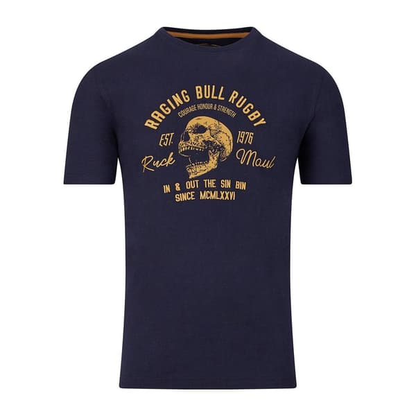 Raging Bull Mens Skull T-Shirt Navy S