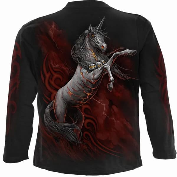 Spiral Direct Unisex Adult Infernal Unicorn Long-Sleeved T-Shirt