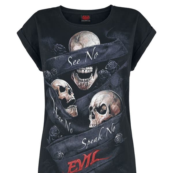 Spiral Direct Womens/Ladies See No Evil Loose Fit Turn Up T-Shirt