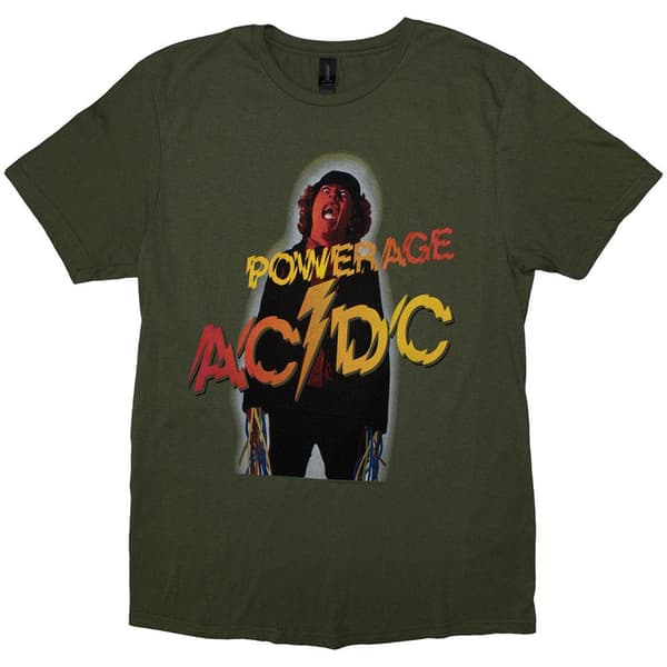 AC/DC Unisex Adult Powerage T-Shirt Khaki Green S