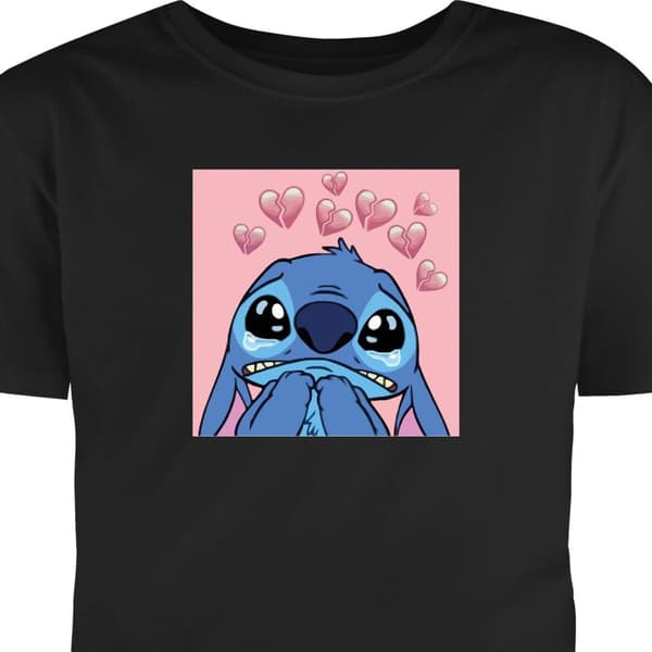T-shirt för Barn | Klassisk Barn-T-shirt Stitch Svart 9-11 År