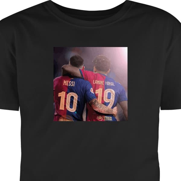 T-shirt för Barn | Klassisk Barn-T-shirt Lamine Yamal VS Messi Svart 9-11 År