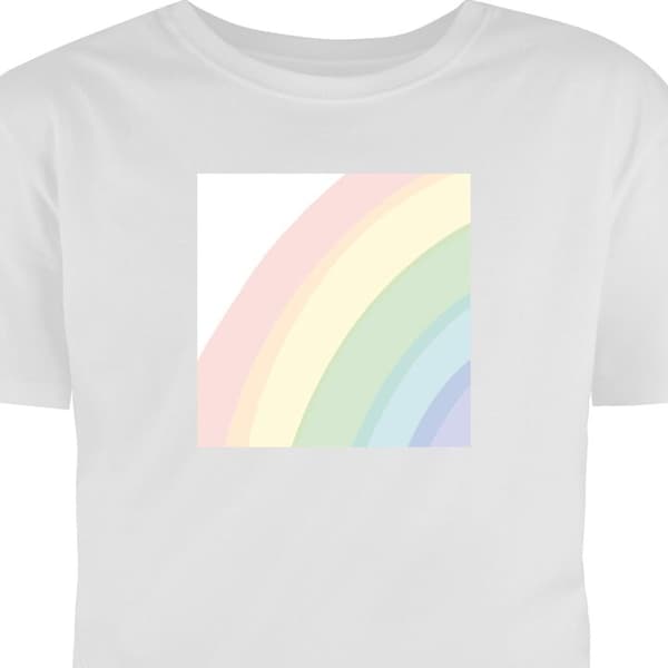 T-shirt til Børn | Klassisk Børne T-shirt Regnbue Hvid 12-13 År