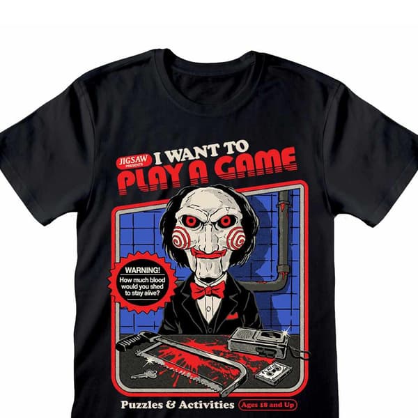 Steven Rhodes Unisex Vuxen I Want To Play A Game Saw T-shirt