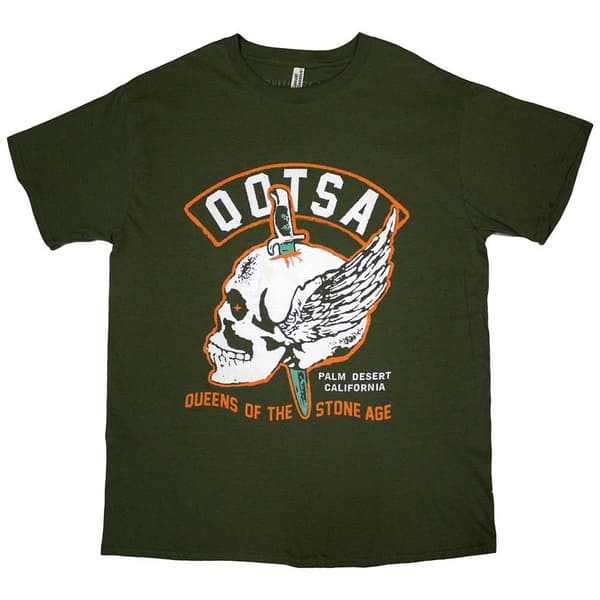 Queens Of The Stone Age T-shirt med bevingad dödskalle för vuxna, unisex Green XXL