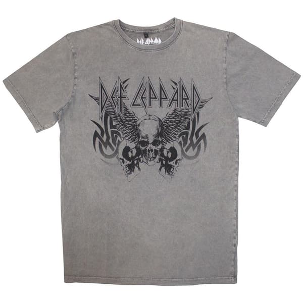 Def Leppard Unisex Adult Tribal Skull Stone Wash T-Shirt
