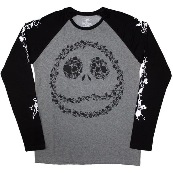 The Nightmare Before Christmas Unisex Adult Jack Skellington Floral Logo Raglan T-Shirt